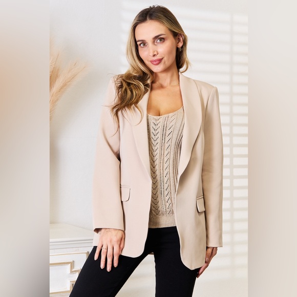 Double Take Shawl Collar Long Sleeve Blazer